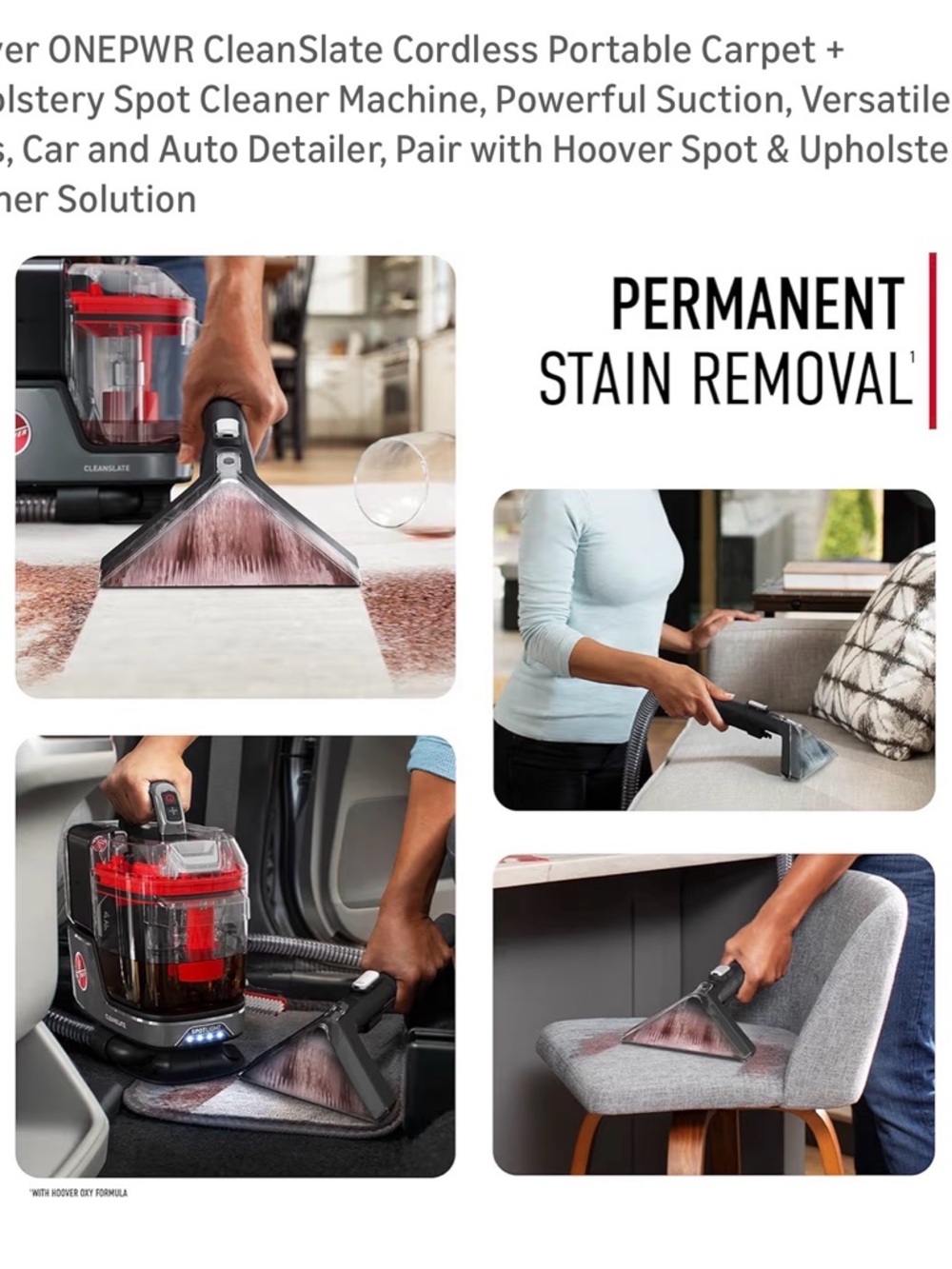 Hoover ONEPWR CleanSlate Cordless Spot Cleaner - Gray/Red - Picture 4 of 8
